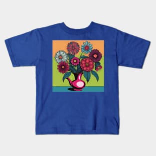 Retro vintage flower pot drawing Kids T-Shirt